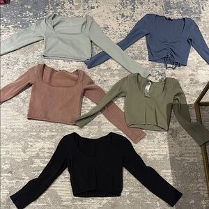 Zara Black and Blue Long Sleeve Fitted Crop Bodysuit